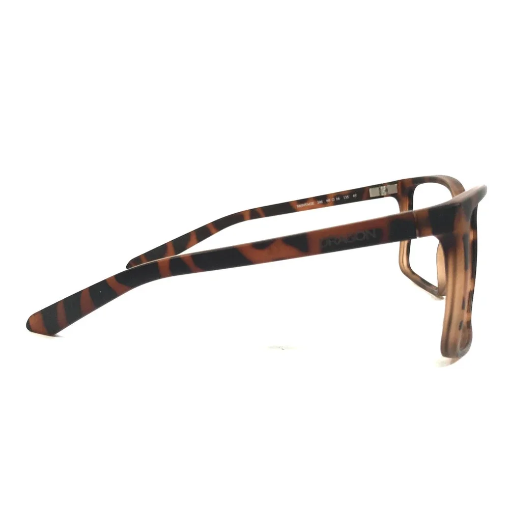 Dragon Eyeglasses Frames MONTAGE 246 Matte Tortoise Brown Square 60-16-135